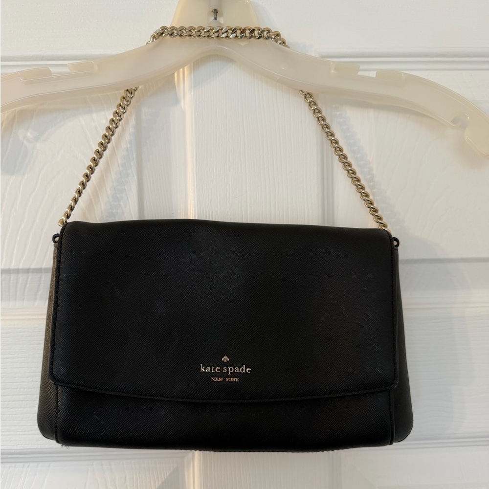 kate spade Black Crossbody Shoulder Bag with Gold Chain